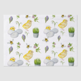 Happy Oaster chick und Frühlingsblumen Seidenpapier