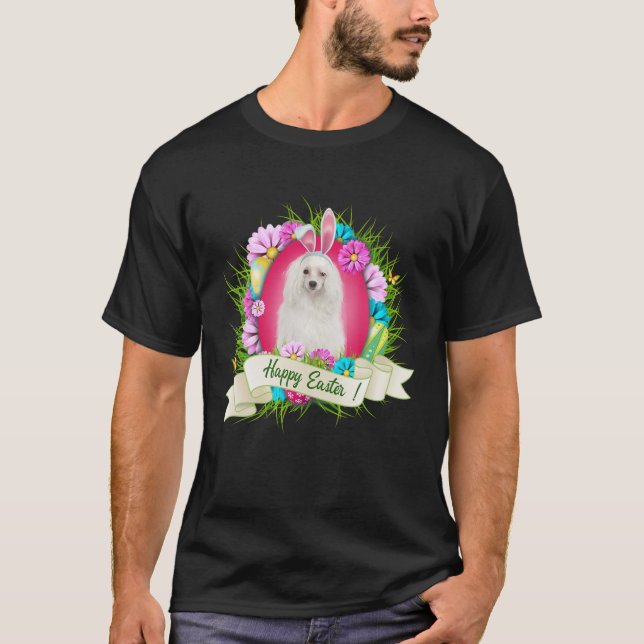 Happy Oaster Chinese Crested Wear Bunny Oar Egg T-Shirt (Vorderseite)