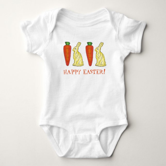 Happy Oaster Chocolate Bunny Bunnies Orange Carrot Baby Strampler (Vorderseite)