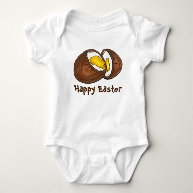 Happy Oaster Chocolate Creme Eggs Basket Candy Baby Strampler (Vorderseite)