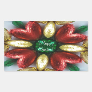 Happy Oaster Chocolate Eggs Kaleidoscope Blume Rechteckiger Aufkleber