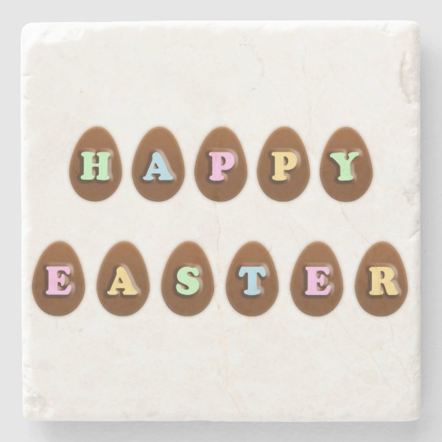 Happy Oaster Chocolate Eggs Steinuntersetzer (Vorderseite)