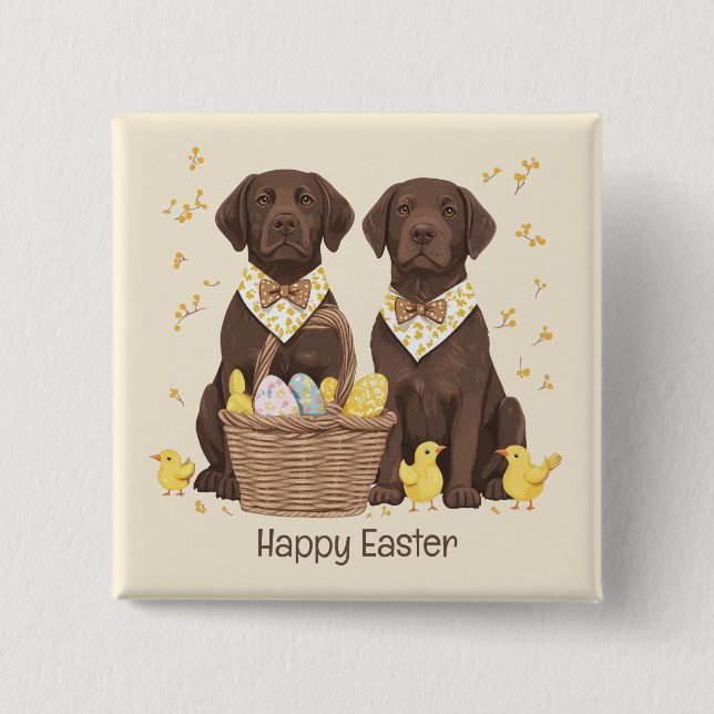 Happy Oaster Chocolate Labrador Retriever Hunde Button (Vorderseite)