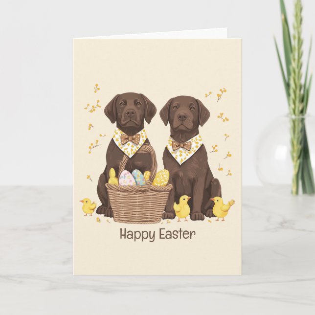 Happy Oaster Chocolate Labrador Retriever Hunde Karte (Vorderseite)