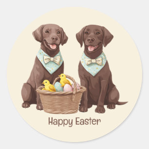 Happy Oaster Chocolate Labrador Retriever Hunde Runder Aufkleber