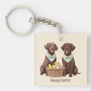 Happy Oaster Chocolate Labrador Retriever Hunde Schlüsselanhänger