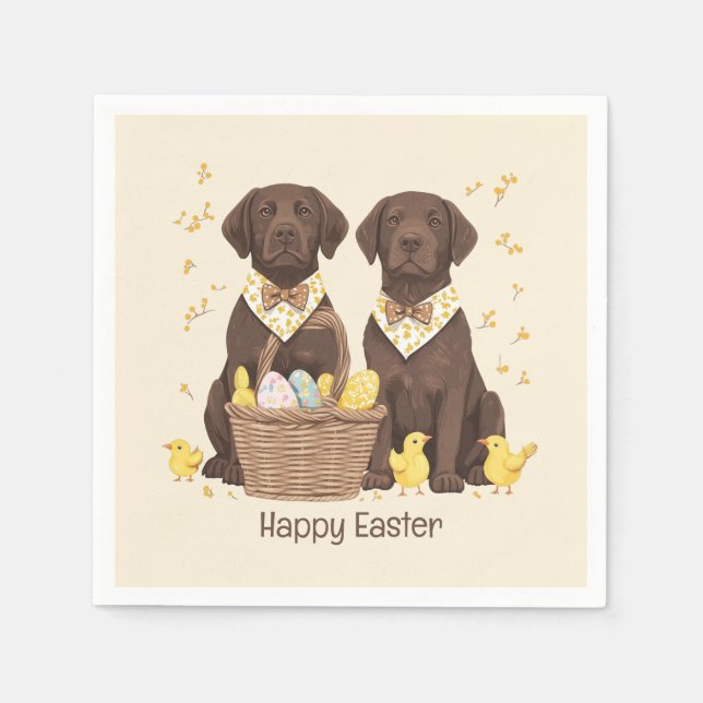 Happy Oaster Chocolate Labrador Retriever Hunde Serviette (Vorderseite)