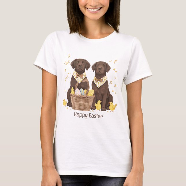 Happy Oaster Chocolate Labrador Retriever Hunde T-Shirt (Vorderseite)