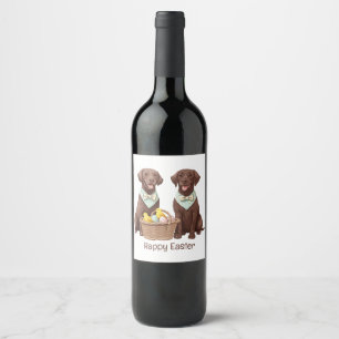 Happy Oaster Chocolate Labrador Retriever Hunde Weinetikett