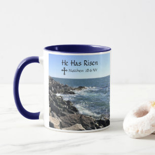 Happy Oaster Christ hat Risen Blue Ocean Foto Tasse