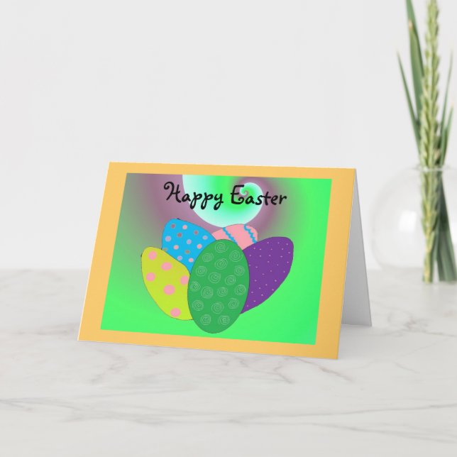 Happy Oaster Colorful Eggs Feiertagskarte (Vorderseite)