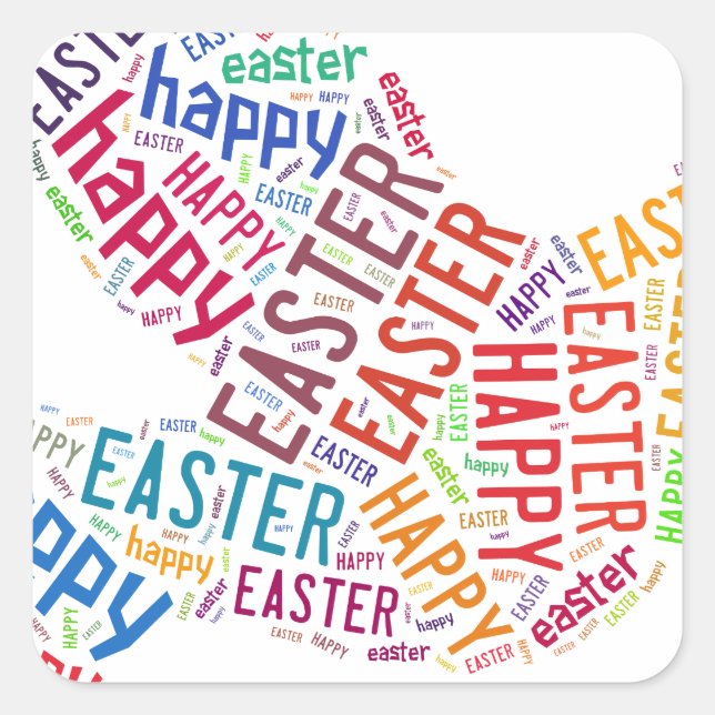 Happy Oaster Colorful Grußtext Quadratischer Aufkleber (Vorderseite)