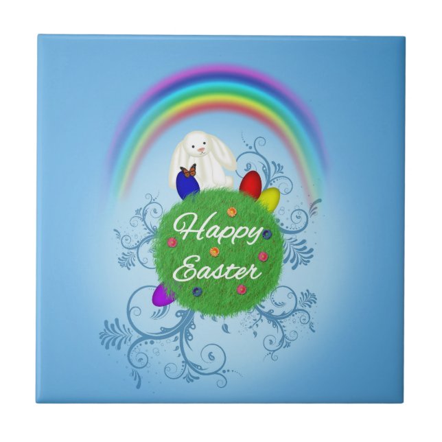Happy Oaster Colorful Planet Fliese (Vorderseite)