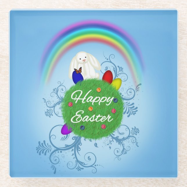 Happy Oaster Colorful Planet Glasuntersetzer (Vorderseite)