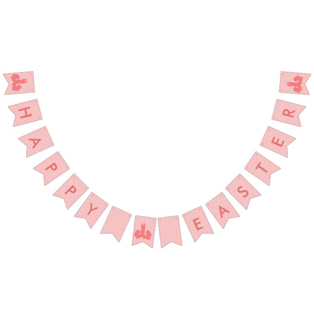 Happy Oaster - Coral Gingham & Oaster Bunnies Wimpelkette (Alle)
