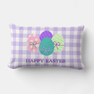 Happy Oaster Country Lavender Gingham Pattern Lendenkissen