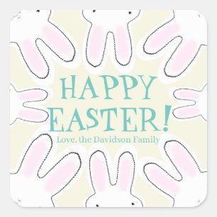 Happy Oaster Creme niedliche Textbügel Quadratischer Aufkleber