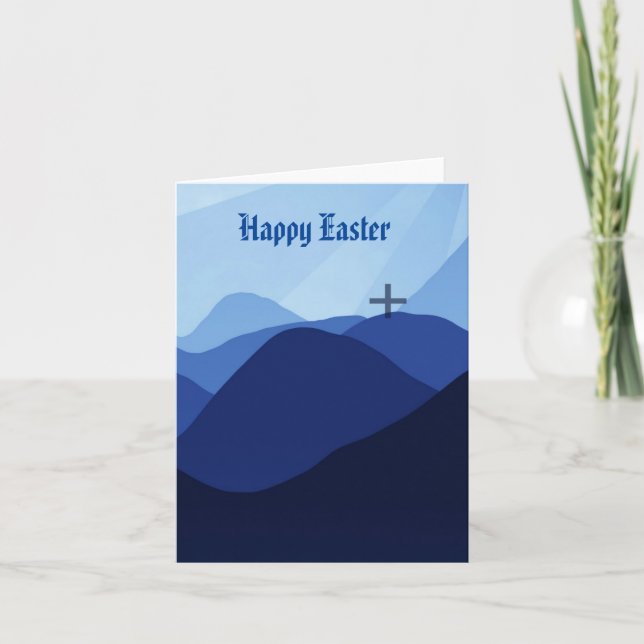 Happy Oaster Cross auf blauen Bergen Karte (Vorderseite)