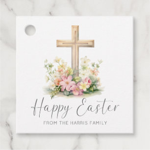 Happy Oaster Cross floral Geschenkanhänger