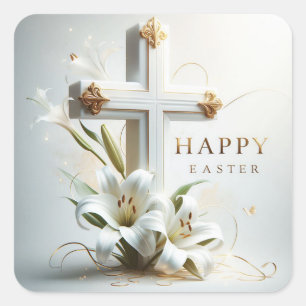 Happy Oaster, Cross und Lilies Umschlag Aufkleber