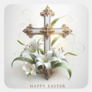 Happy Oaster, Cross und Lilies Umschlag Aufkleber