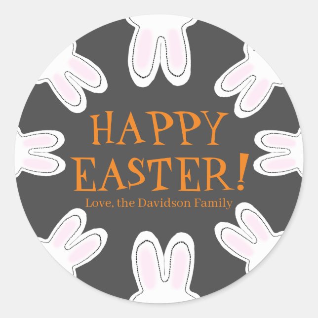 Happy Oaster Custom niedlich Peeking bunnies lusti Runder Aufkleber (Vorderseite)