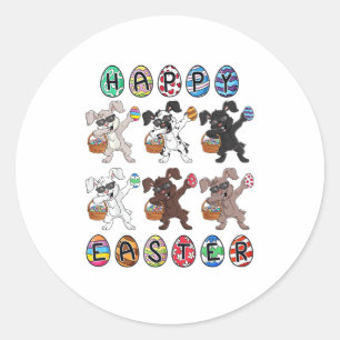 Happy Oaster Day Dabbing Kaninchen Eier Kleinkinde Runder Aufkleber