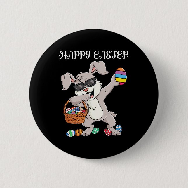Happy Oaster Day Dabbing Rabbit Eggs Kleinkind Boy Button (Vorderseite)