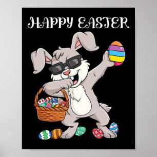 Happy Oaster Day Dabbing Rabbit Eggs Kleinkind Boy Poster