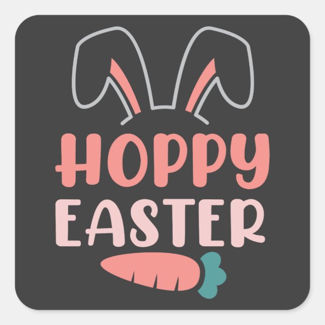 Happy Oaster Day - Funny Bunny Niedlich Quadratischer Aufkleber (Vorderseite)