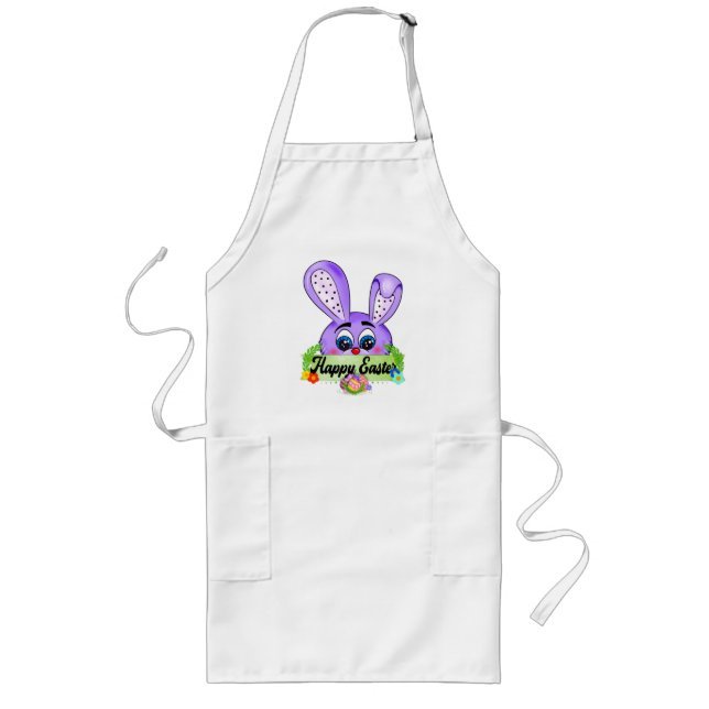 Happy Oaster Day, Niedliche Bunny Oars Violet Lange Schürze (Vorne)