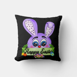 Happy Oaster Day, Niedlicher Lila Bunny Kissen