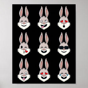 Happy Oaster Day Rabbit Face Emotionen Fun Boys Gi Poster