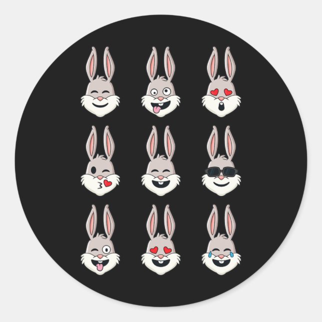 Happy Oaster Day Rabbit Face Emotionen Fun Boys Gi Runder Aufkleber (Vorderseite)