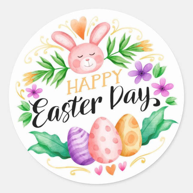Happy Oaster Day Runder Aufkleber (Vorderseite)