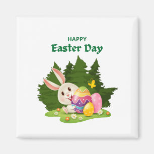 Happy Oaster Day und Bunny wünscht lustig Magnet