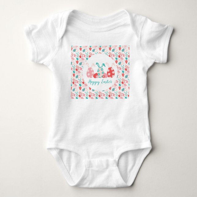Happy Oaster Decorated Eggs Bunny Oars Baby Strampler (Vorderseite)