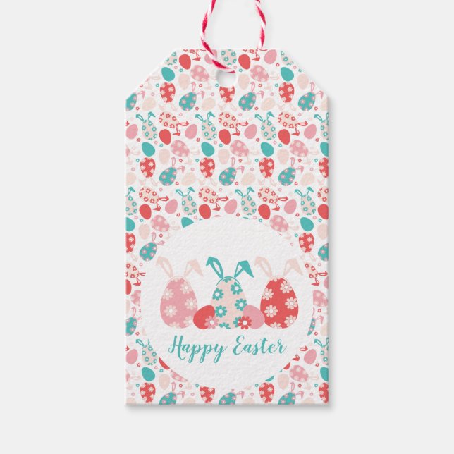 Happy Oaster Decorated Eggs Bunny Oars Geschenkanhänger (Vorderseite)