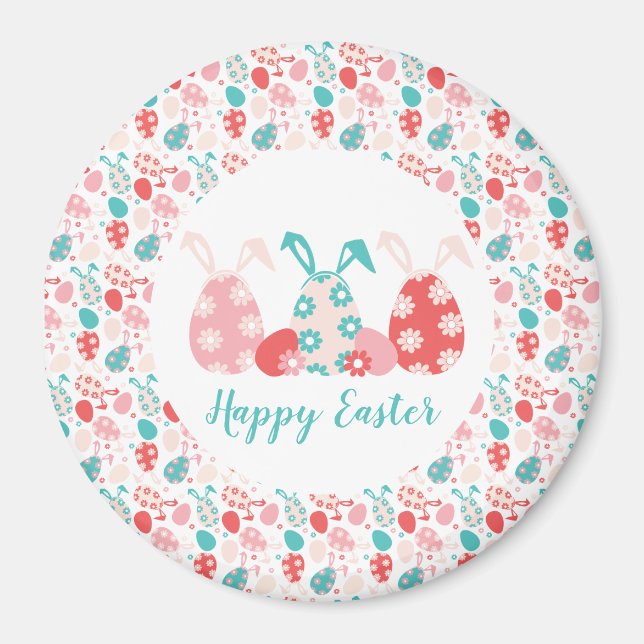Happy Oaster Decorated Eggs Bunny Oars Magnet (Vorne)