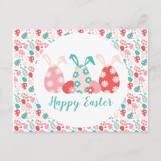 Happy Oaster Decorated Eggs Bunny Oars Postkarte (Vorderseite)
