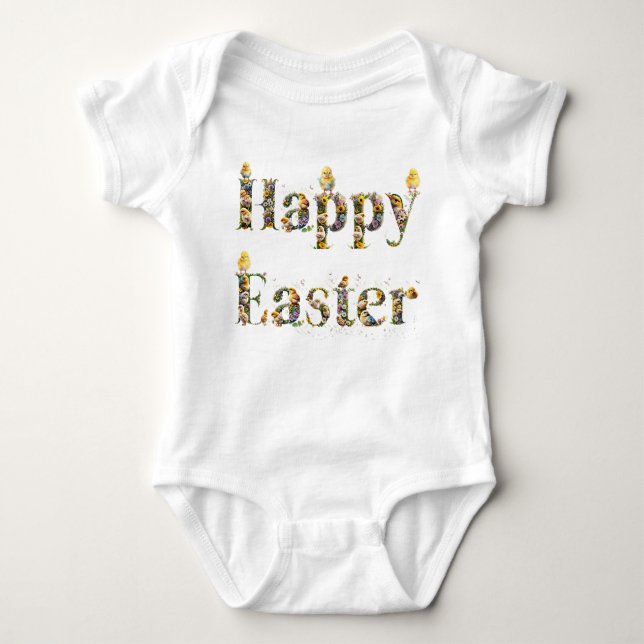 Happy Oaster Decorative Text Baby Chicks Strampler (Vorderseite)