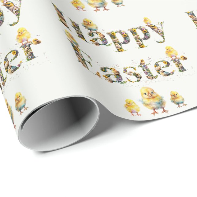 Happy Oaster Decorative Text Baby Chics Geschenkpapier (Rolleneckpunkt)