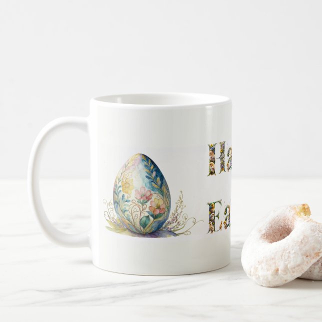 Happy Oaster Decorative Text Ostereier Kaffeetasse (Mit Donut)
