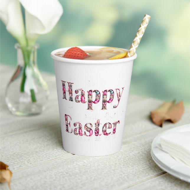 Happy Oaster Decorative Text Pappbecher (In Situ)