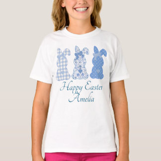 Happy Oaster Drei Bunny Blue Personalisierter T - T-Shirt