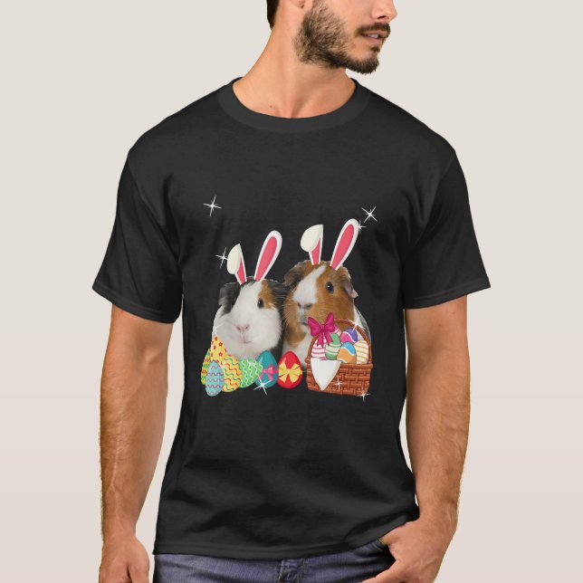 Happy Oaster Drei Guinea Pig Tragen Bunny Ear Gu T-Shirt (Vorderseite)