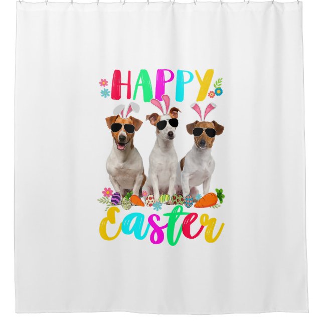 Happy Oaster drei Jack Russell Terrier mit Bu Duschvorhang (Vorderseite)