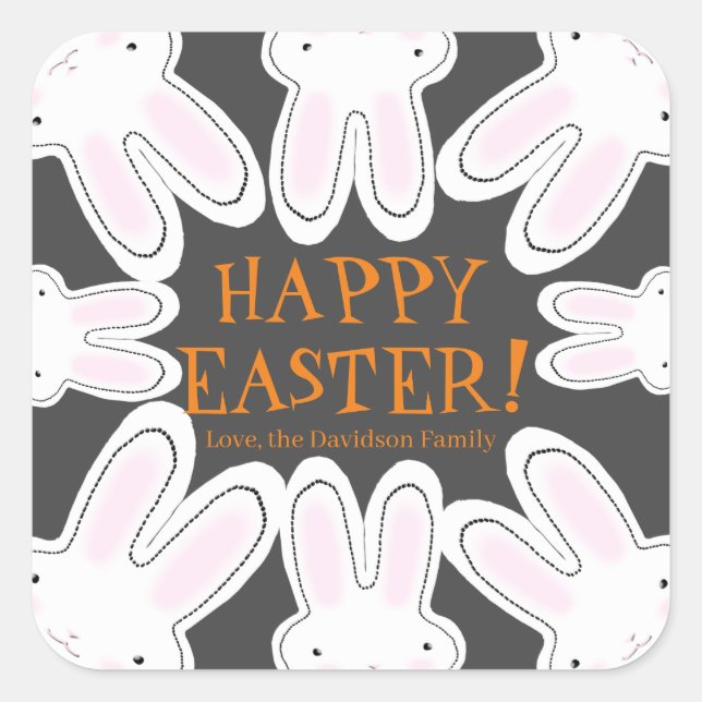 Happy Oaster Dunkelloch niedliche Textbündel Quadratischer Aufkleber (Vorderseite)