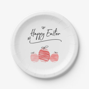 Happy Oaster Egg Doodle Papierplatte Pappteller