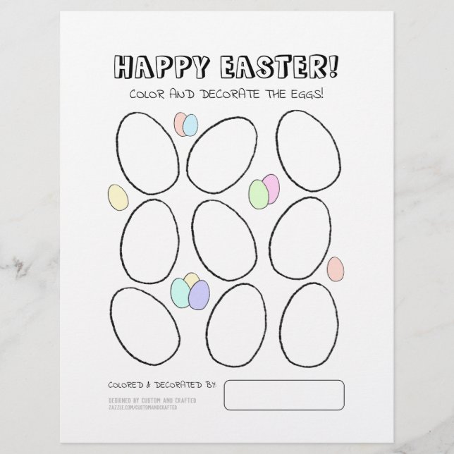 Happy Oaster Egg Farbing Page mit Niedlichem Eierm (Vorderseite)